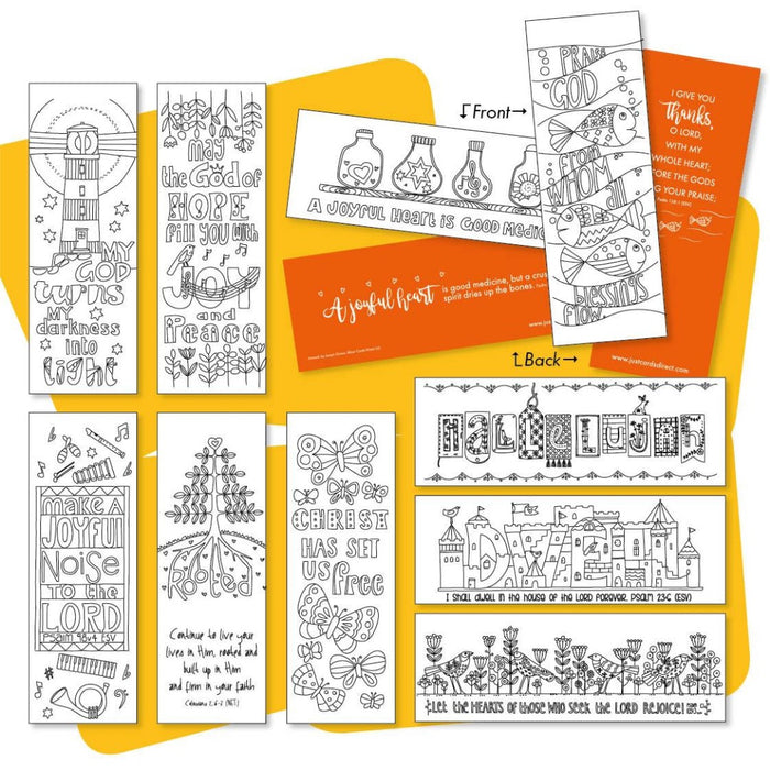 10 Images of Joy Colouring Bookmarks