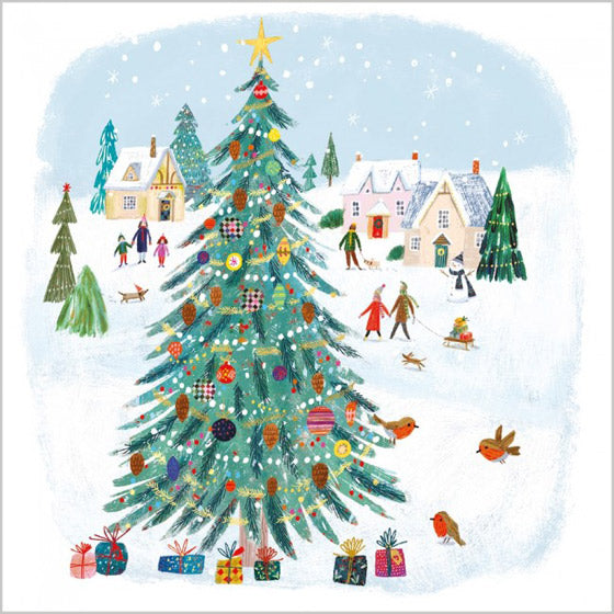 Christmas Cards: Christmas Tree Scene (Pack of 4)