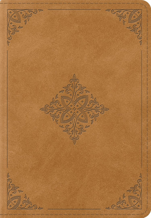 ESV Large Print Bible, Nubuck Caramel, Fleur-De-Lis Design