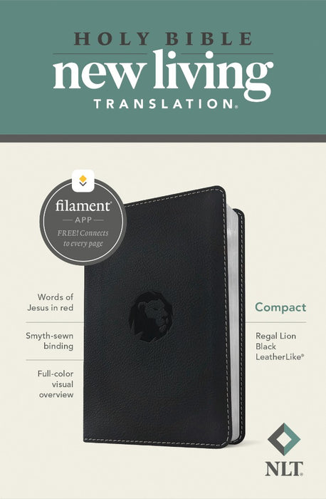 NLT Compact Bible, Filament Edition, Lion Black, Red Letter