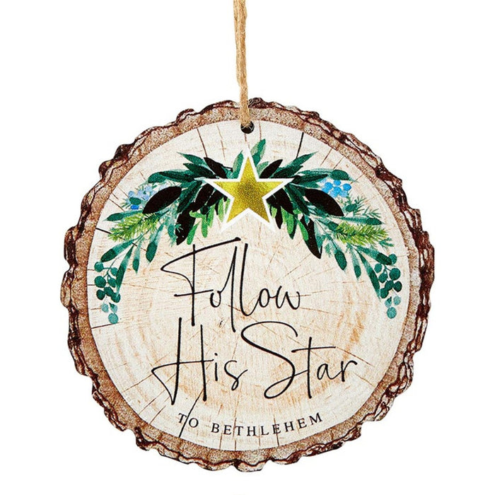 Follow His Star To Bethlehem Wood Slice Ornament