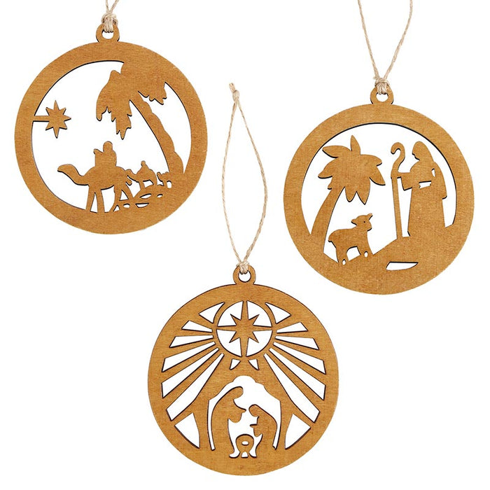 Wooden Ornaments (Pack Of 3)