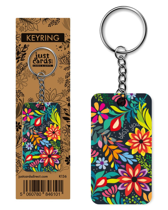 Bless You Flowers Keyring