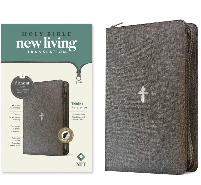 NLT Thinline Reference Zipper Bible, Filament Enabled