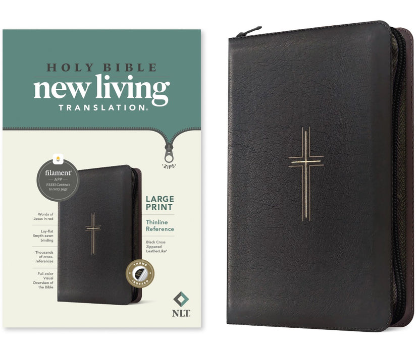 NLT Large Print Thinline Reference Zipper Bible