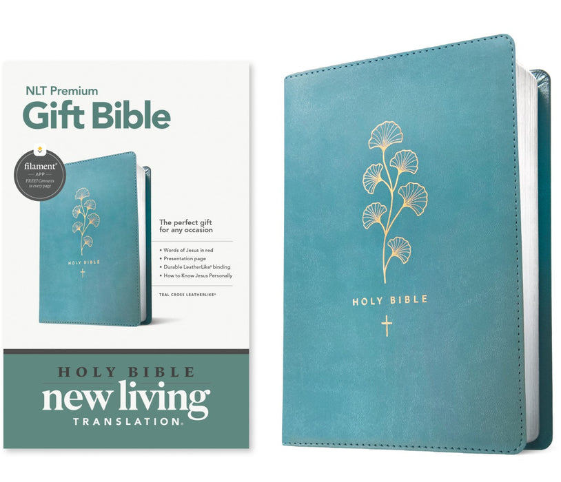 NLT Premium Gift Bible, Filament Enabled, Teal Cross