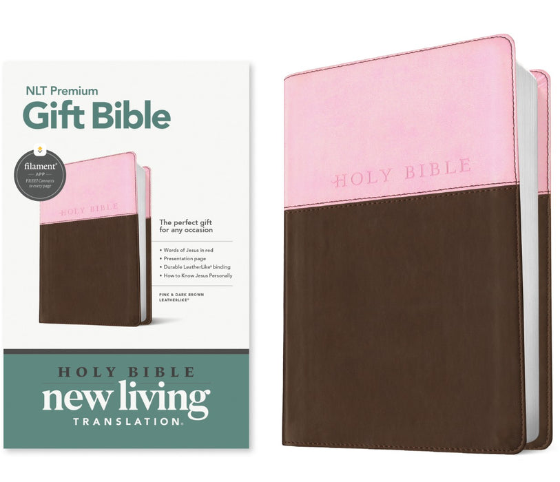 NLT Premium Gift Bible, Filament Enabled, Pink/Dark Brown