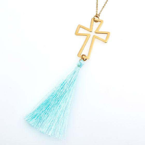 Cross Tassel Necklace