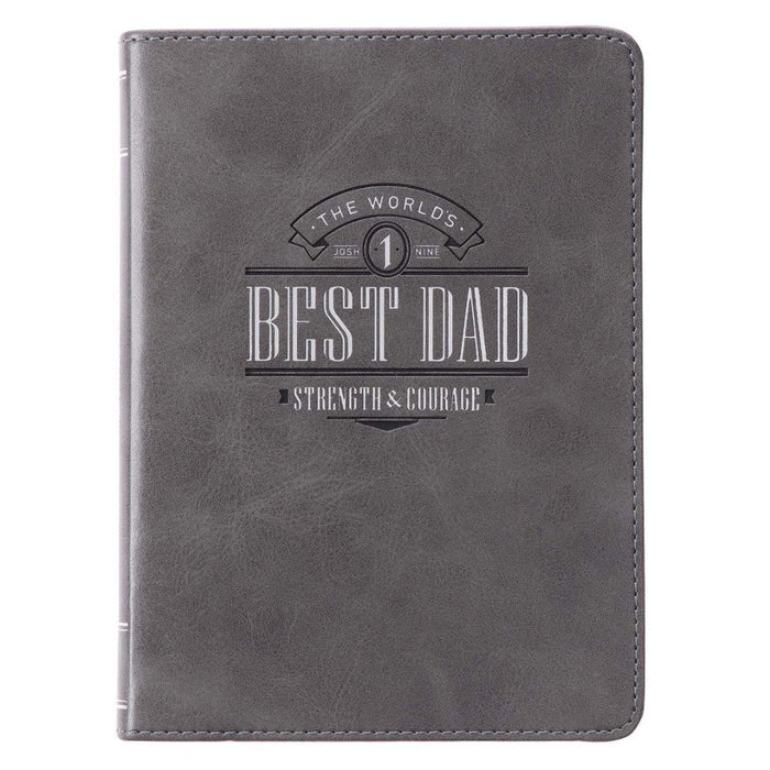 World's Best Dad Gray Faux Leather Handy-Sized Journal