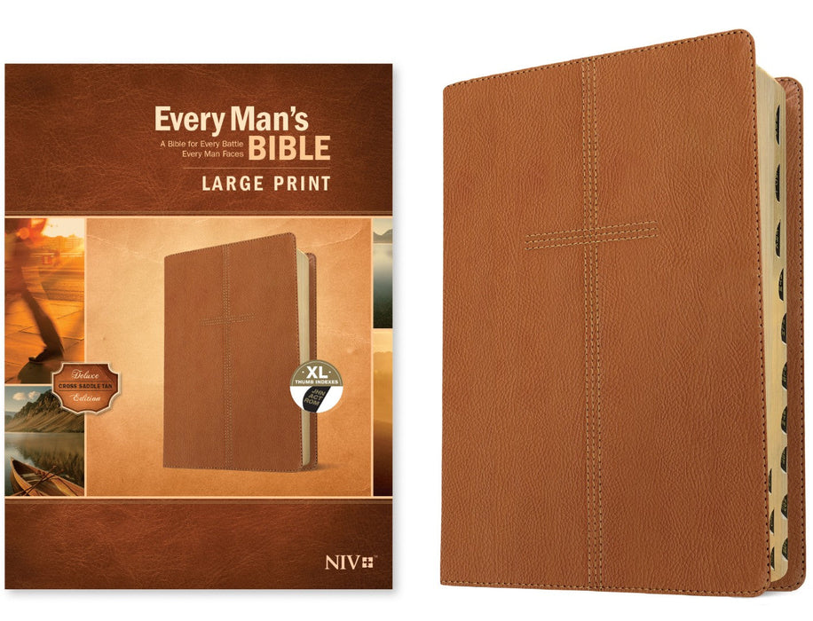 NIV Every Man's Bible, Large Print, Cross Saddle Tan, Index