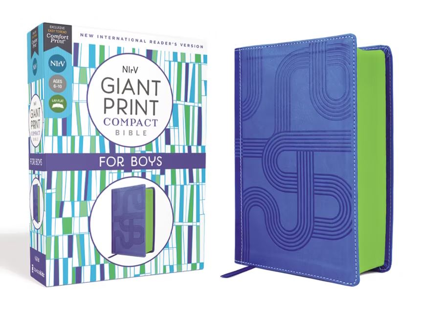 NIrV Giant Print Compact Bible for Boys, Blue