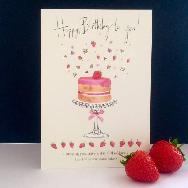 Strawberry Cake Birthday Card