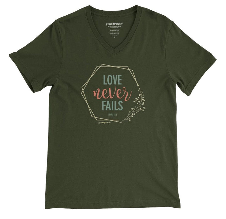 Grace & Truth Love Never Fails T-Shirt, XLarge