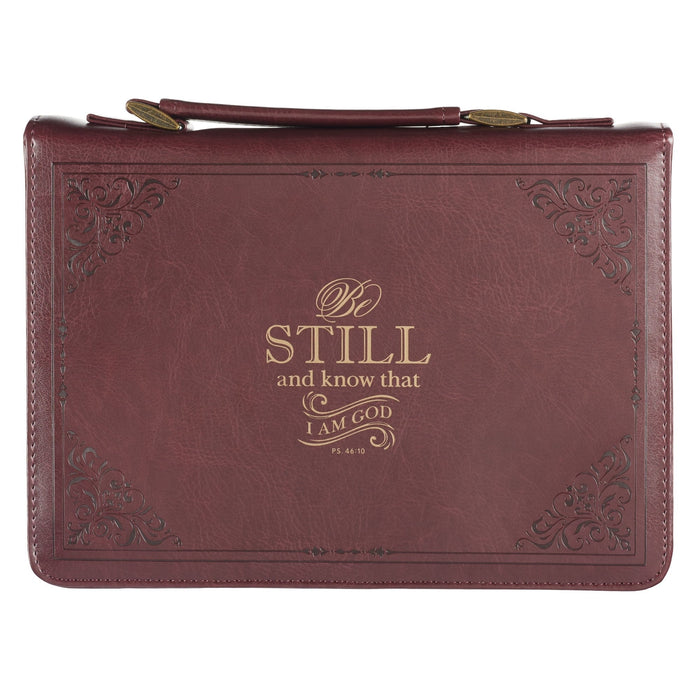 Be Still and Know Burgundy Classic Bible Case, Medium