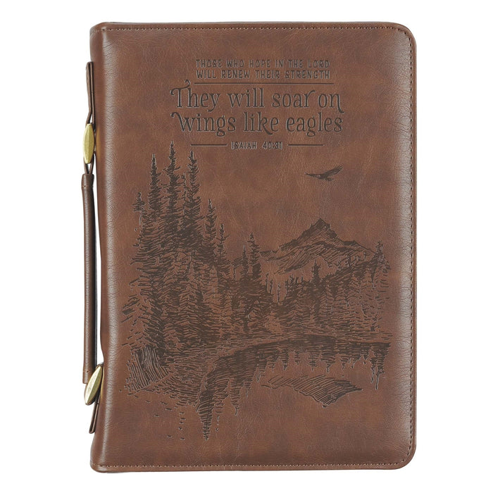 On Wings Like Eagles Brown Classic Bible Case, Large