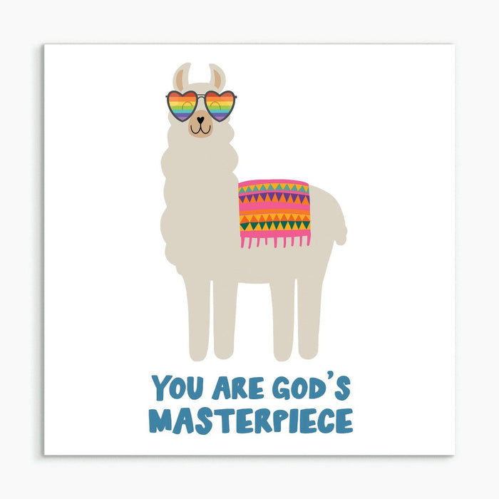 You Are God's Masterpiece (Llama) White Framed Print 8x8