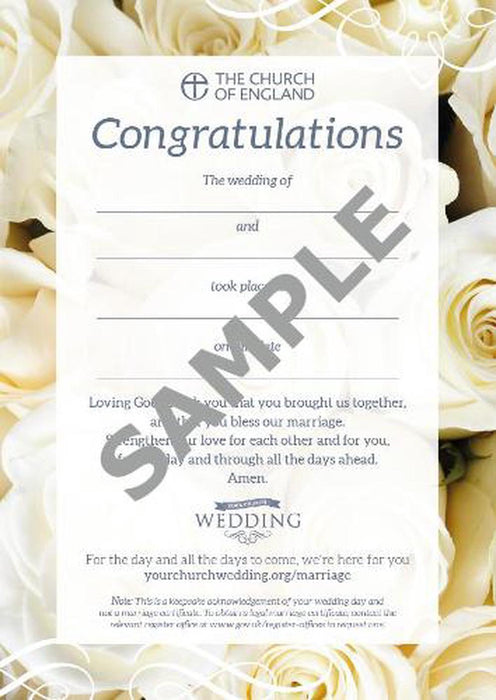 Wedding Celebration Keepsake Card (pack of 10)