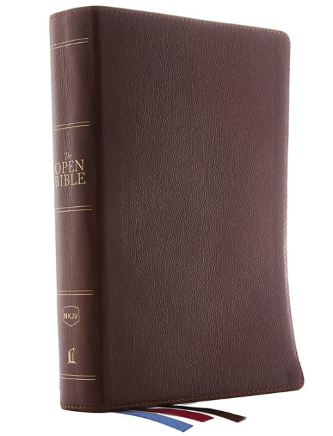 NKJV Open Bible, Brown Genuine Leather, Red Letter Edition