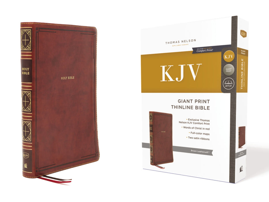 KJV Thinline Bible, Brown, Giant Print, Red Letter Edition