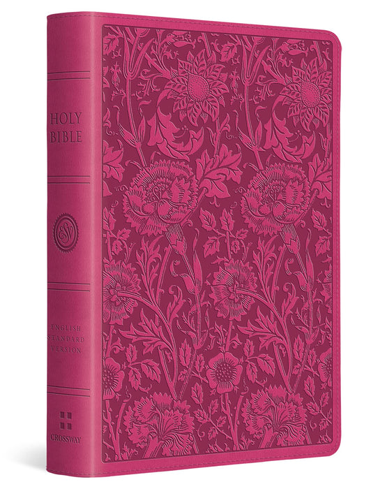 ESV Large Print Compact Bible, Trutone, Berry, Floral Design