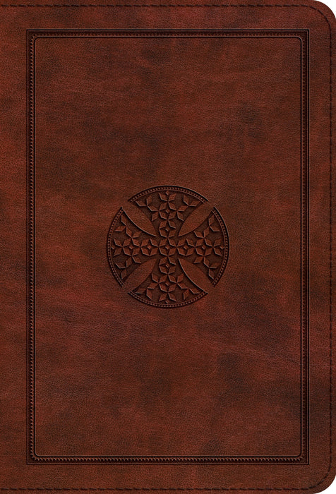 ESV: Large Print Compact Bible Trutone, Brown, Mosaic Cross