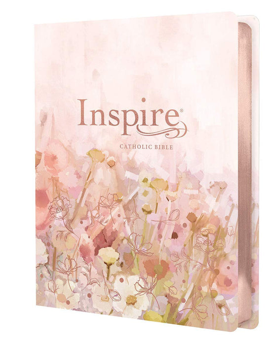 NLT Inspire Catholic Bible Large Print, Pink Fields