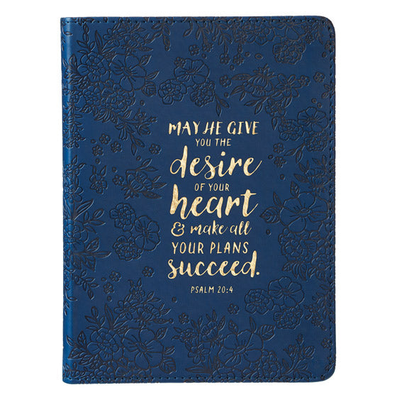 Lux Leather Journal: Psalm 20:4 - Navy